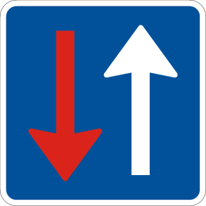 B19 - Modkørende skal holde tilbage