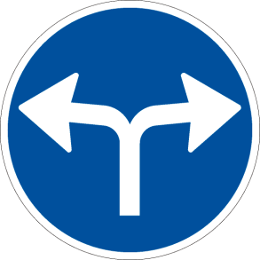 D11,8 - Påbudt kørselsretning sving venstre og højre