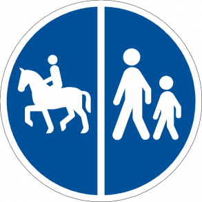 D26,4 - Delt sti, fodg�ngere og cykler venstre, ridning h�jre - 30cm