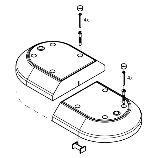 Helleanl�g Blok 100x50x13cm, incl. skruer og plugs (excl. pullert/skilt)