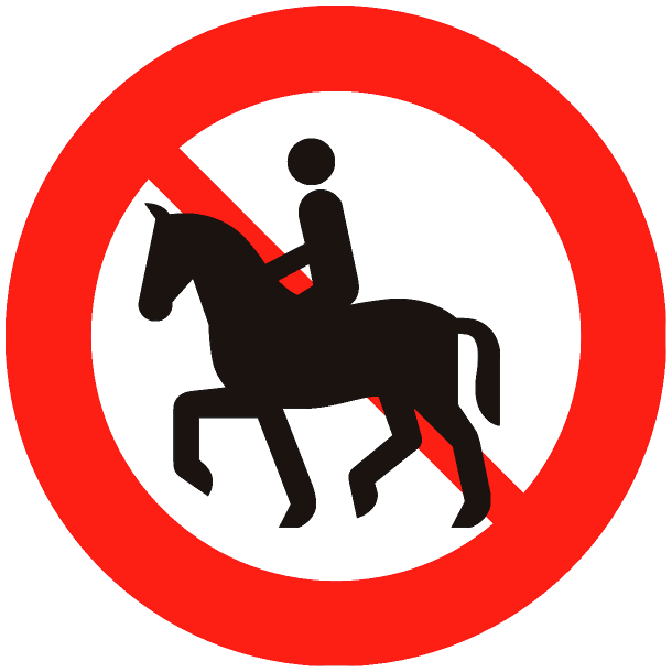 C26,1 - Ridning og f�ring af hest forbudt - 30cm
