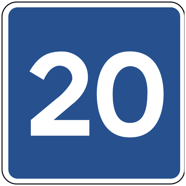 E39-20 - Anbefalet hastighed - 70x70cm