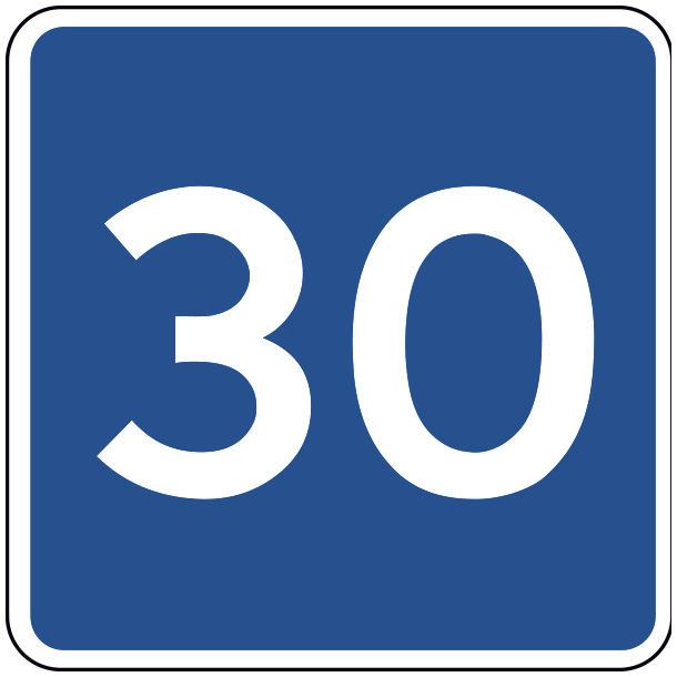 E39-30 - Anbefalet hastighed - 70x70cm