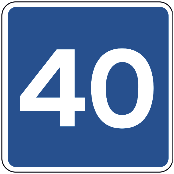 E39-40 - Anbefalet hastighed - 70x70cm