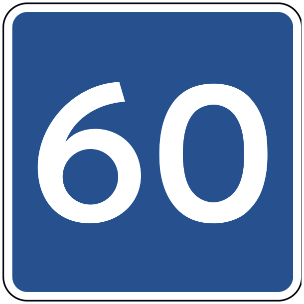 E39-60 - Anbefalet hastighed - 70x70cm