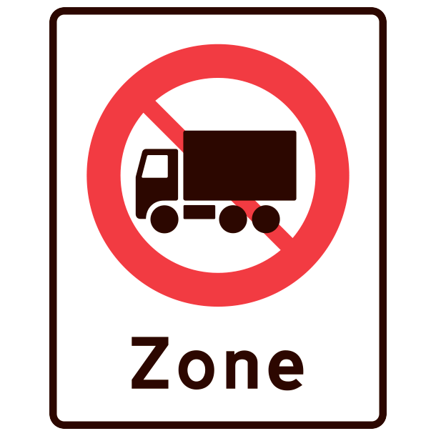 E68,5 - Zone med lastbil forbudt - 60x50cm