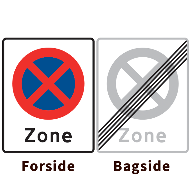 E68,2/E69,2 - Zone med standsning forbudt og ophr - dobbeltsidet - 60x50cm