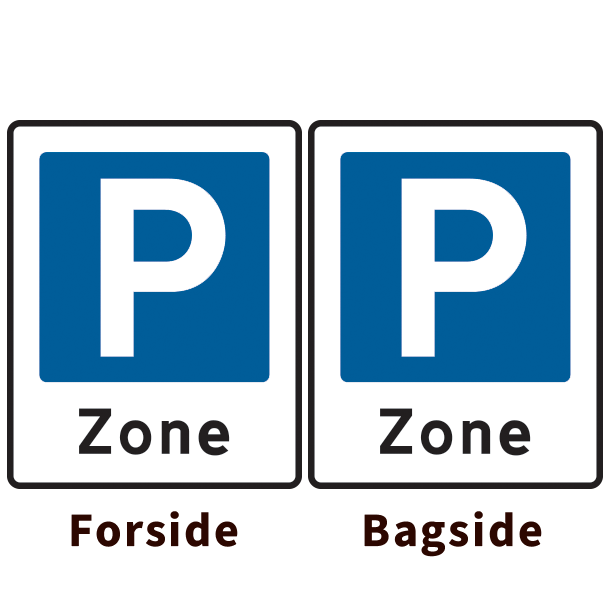 E68,3/E68,3 - Zone med parkering - dobbeltsidet - 60x50cm