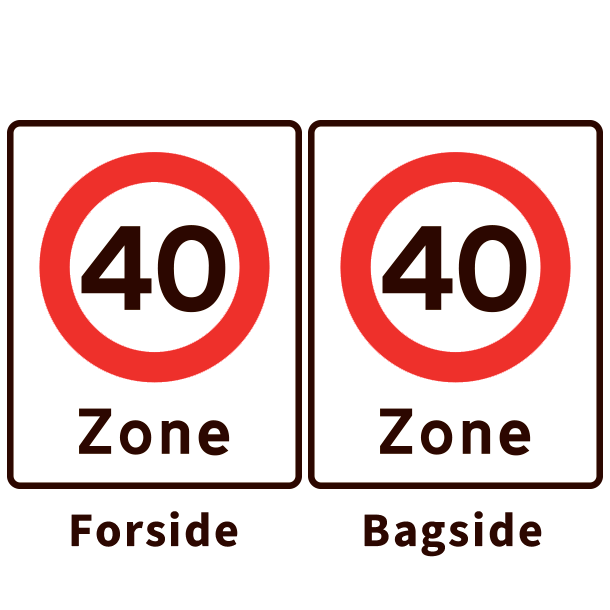 E68,4-40/E68,4-40 - Zone med lokal hastighedsbegrnsning - dobbeltsidet - 50x40cm