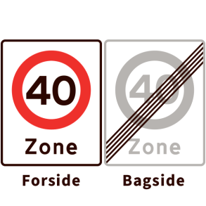 E68,4-40/E69,4-40 - Zone med lokal hastighedsbegrænsning og ophør - dobbeltsidet