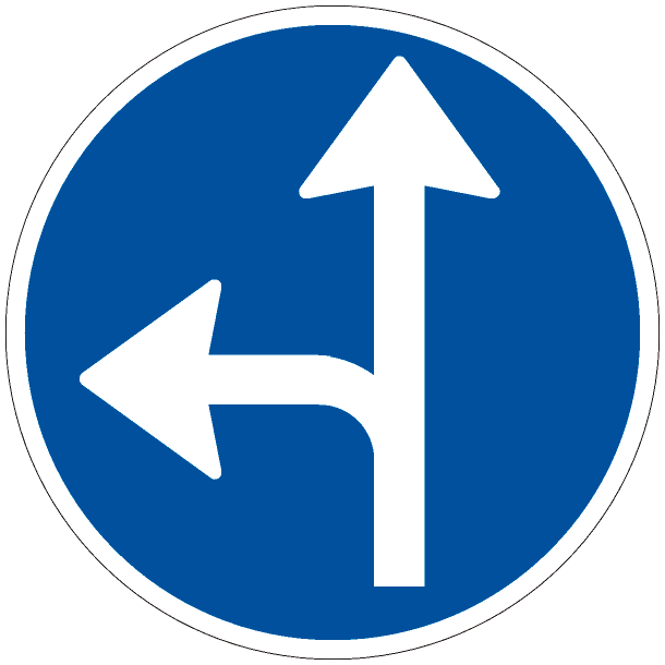 D11,6 - P�budt k�rselsretning frem og sving venstre - 70cm