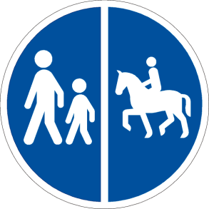 D26,1 - Delt sti, fodgængere venstre, ridning højre