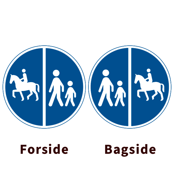 D26,1/D26,5 - Delt sti, fodg�ngere og ridning - dobbeltsidet - 70cm