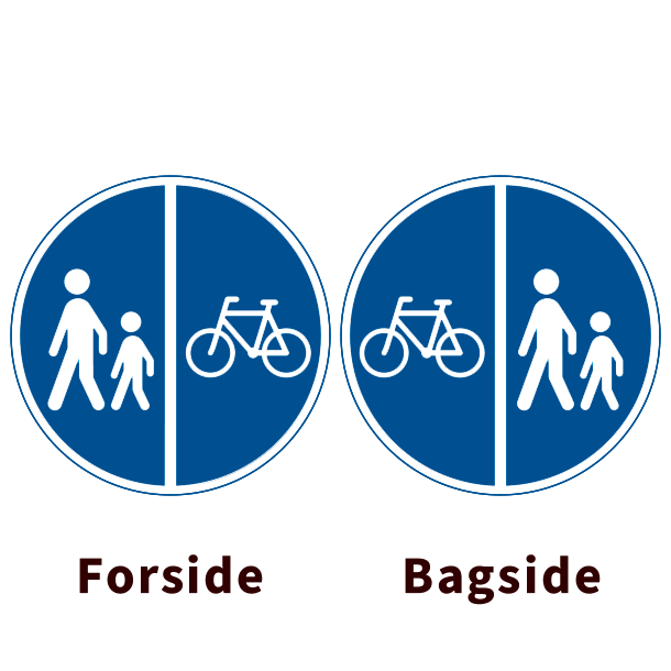 D26/D26,2 - Delt sti, fodg�ngere og cykler - dobbeltsidet - 70cm