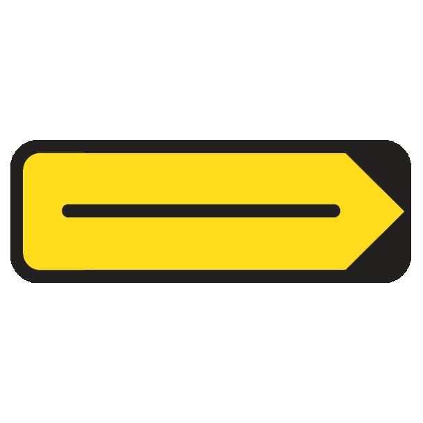 F14H - Pilevejviser gul, midlertidig mod hjre - 23,5x80cm